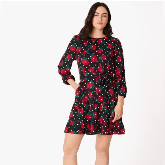 Kate Spade Rose Dot Shift Dress M - Picture 1 of 9